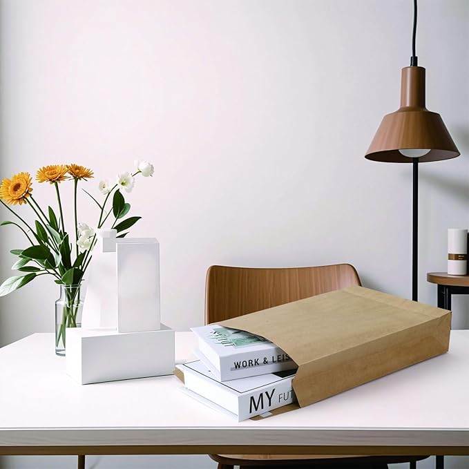 25 Pack 10" x 15" Expandable Catalog Envelopes, Large Kraft Document Envelopes Self Seal Manilla Envelopes Mailing for Documents, Magazines, Photos