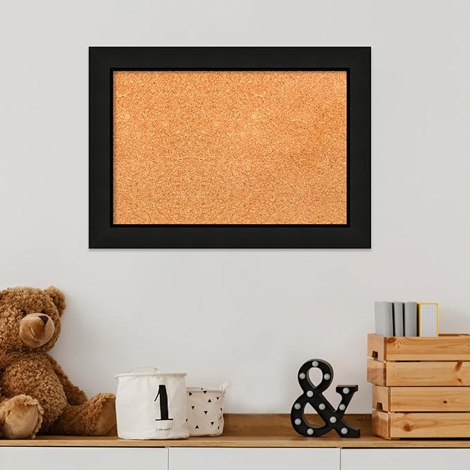Amanti Art Natural Cork Board for Wall, 15x21 Vision Board with Black Wood Frame, Small Corkboard Office Decor for Home Organization, Casual Corkboard Pinboard to Display Items for Home Organization