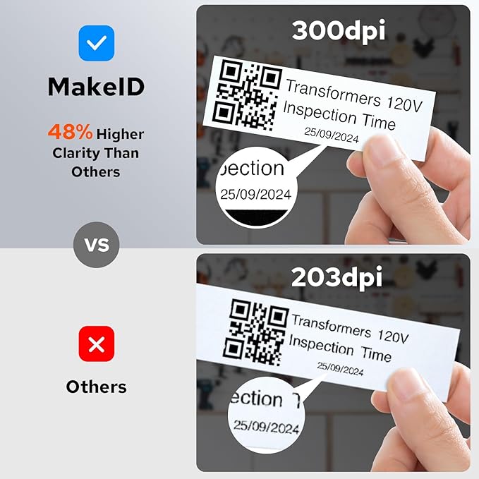 Makeid P31 Industrial Label Maker, Thermal Transfer Label Printer Portable Bluetooth Labeler with 0.71" W x 26.24ft L Label, Wire and Cable Labeling Machine for Job Sites, Fast Creat and Print Label