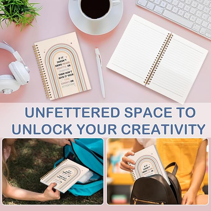 SNNDER Motivational Rainbow Spiral Notebooks, Inspirational Quote Journaling Notebook, Self Care Notebook for Note Taking, Positive Affirmation Gifts for Women, 5.5x8.3 Inch