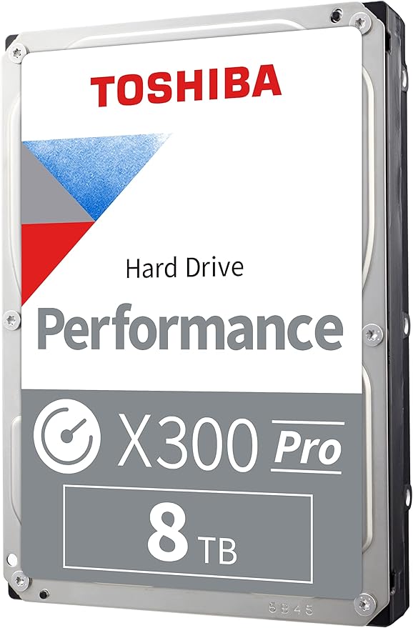 Toshiba X300 PRO 8TB High Workload Performance for Creative Professionals 3.5-Inch Internal Hard Drive – Up to 300 TB/Year Workload Rate CMR SATA 6 GB/s 7200 RPM 512 MB Cache - HDWR780XZSTB