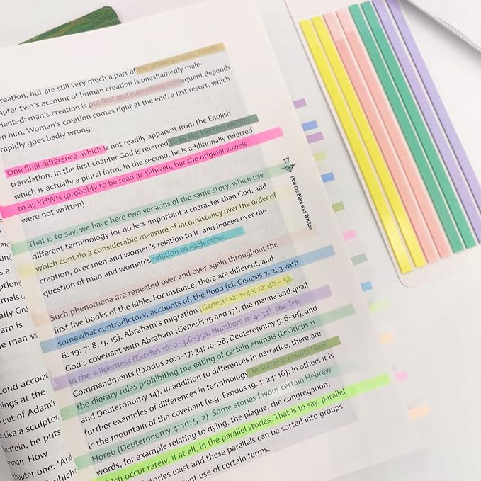 Potanro Sticky Tabs 2300 Pcs Translucent Sticky Tabs 10 Sheets Highlighter Book Tape Long Highlighting Sticky Tabs for Annotating Books, Aesthetic Office Suppliesbook for Annotating Books