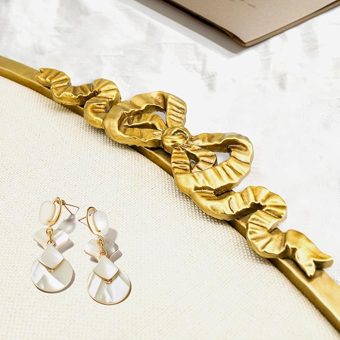 Vintage Arched Linen Cork Board with Gold Bowknot – Decorative Bulletin Board for Walls, Iron Frame Pin Board for Notes, Photos & Reminders, Elegant Vision Board for Home & Office 24"x 15"