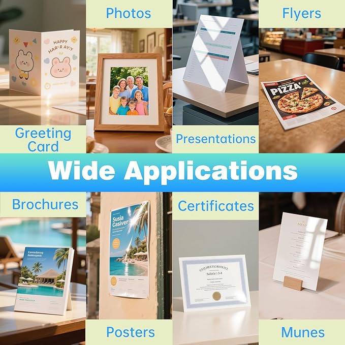 Uinkit 200Gsm 40 sheets 8.5 X 11 Double Sided Photo Paper Glossy 8.5x11 54lbs Inkjet for Dye Ink 200Gsm 9.13Mil for Inkjet Printing Printer (40, 8.5x11)