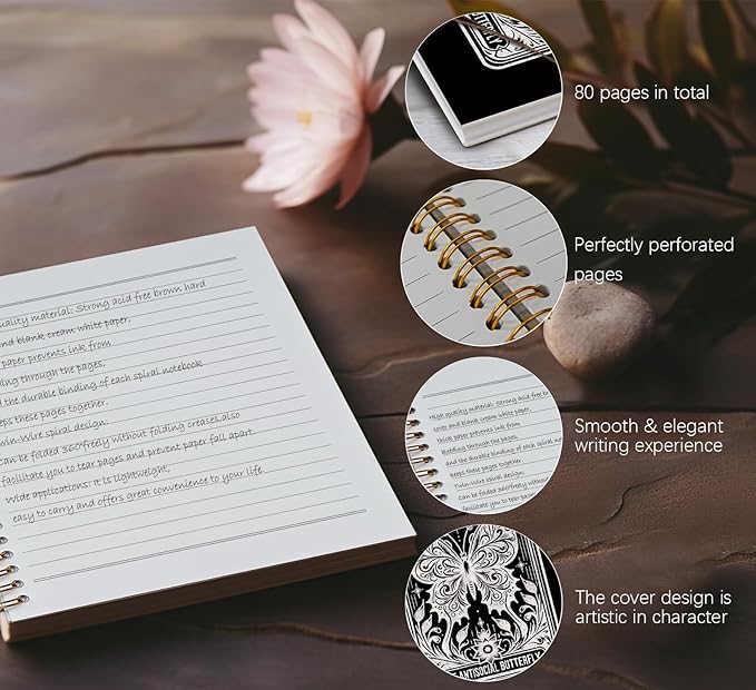 Tarot Gothic Witchy Journal Spiral Notebook,Black Butterfly Celestial Journals for School Office Supplies Teacher,Witchy Gifts Hardcover Spiral Notebook for Teen Girls Women