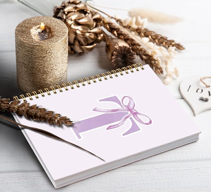 foedor Coquette Trendy Preppy Purple Bow Spiral Notebook,Initial T Journal Personalized Teen Girl Gifts,Monogrammed Gifts for Women Teen Girl,College Ruled Hardcover Spiral Notebook(purple)