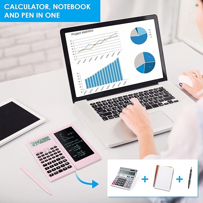 Scientific Calculators for Students, 10-Digit Large Screen, Math Calculator with Notepad, Classroom Must Haves for Middle High School Supplies & College (Pink