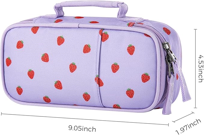 Choco Mocha Strawberry Pencil Case for Girls, Soft Pencil Case Kids Pencils Pouch for Kindergarten Girls, Purple