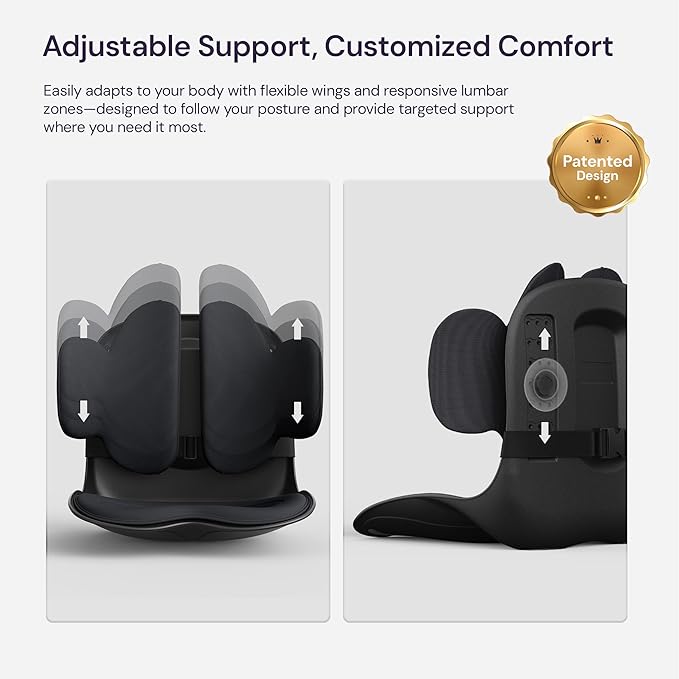 3D Lumbar Support Seat Cushion – Patented Spine Alignment Ergonomic Posture Corrector, Breathable Mesh & EVA Foam, Portable for Home, Office, Meditation, Gaming, Outdoor 16.5" W × 15.7" D