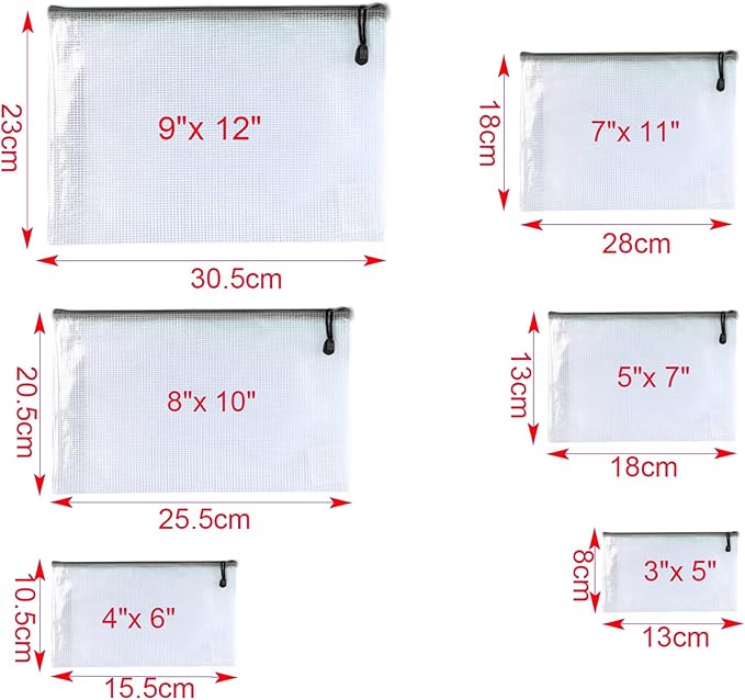 Oaimyy-6 * 8 inches-Mesh Zipper Pouch, Plastic Zip File Folders for Organizing,Office Supplies,Travel,Home Storage-Black