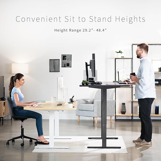 VIVO Electric 71 x 36 in Standing Desk, Memory Height Adjustment, 1B Series, Light Wood Top White Frame, DESK-KIT-1W7C-36