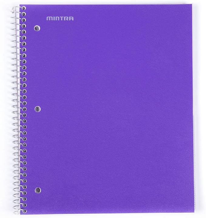 Mintra Office Durable Spiral Notebooks, 1 Subject, (Purple, 4x4 Graph 1pk), 100 Sheets, Poly Pocket, Moisture Resistant Cover, School, Office, Business, Professional