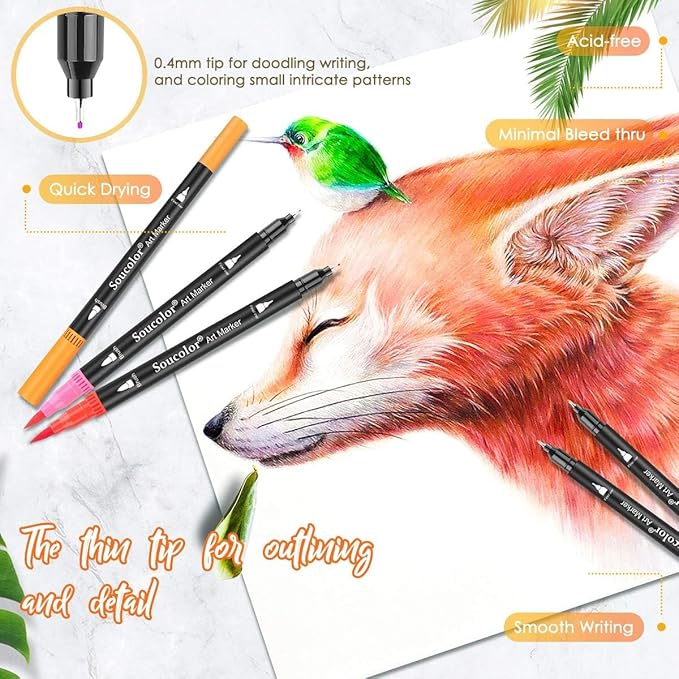 Soucolor Halloween Christmas Gifts for Teen Girls Trendy Stuff, Preppy Stuff for Teen Girls, 24 Colors Dual Tip Brush Markers Pens for Kids Planner Lettering Calligraphy Drawing Preppy School Stuff