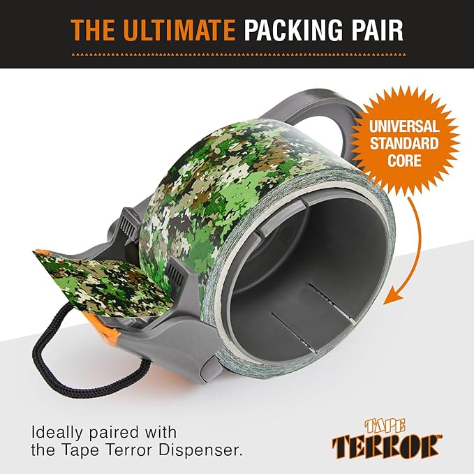Heavy-Duty Camo Packing Tape (1 Roll) - Strong Camouflage Tape for Concealing, Decorating, Crafts, Temporary Fixes, and More - School & Office Supplies (48mm x 50m per Roll)
