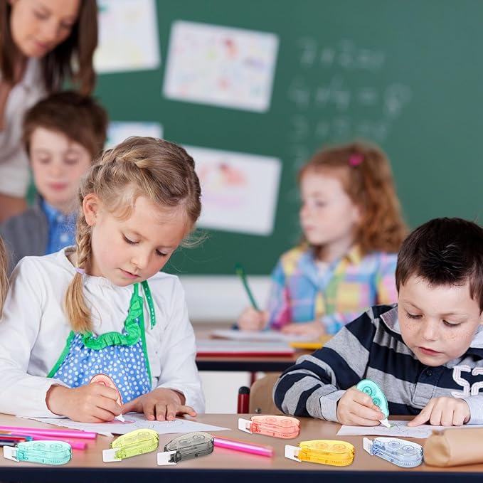 Chivao 100 Pack Mini Correction Tape Bulk Ink Corrector Eraser Tape Set Cute Aesthetic Colorful Instant Correction Applicator for Office School Student Stationery Supplies, 0.2 x 158 Inch(Candy Color)