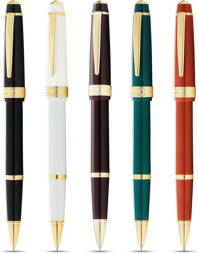 Cross Bailey Light Refillable Rollerball Pen Presented in a Everyday Gift Box - Medium Point, Black Ink, Polished White