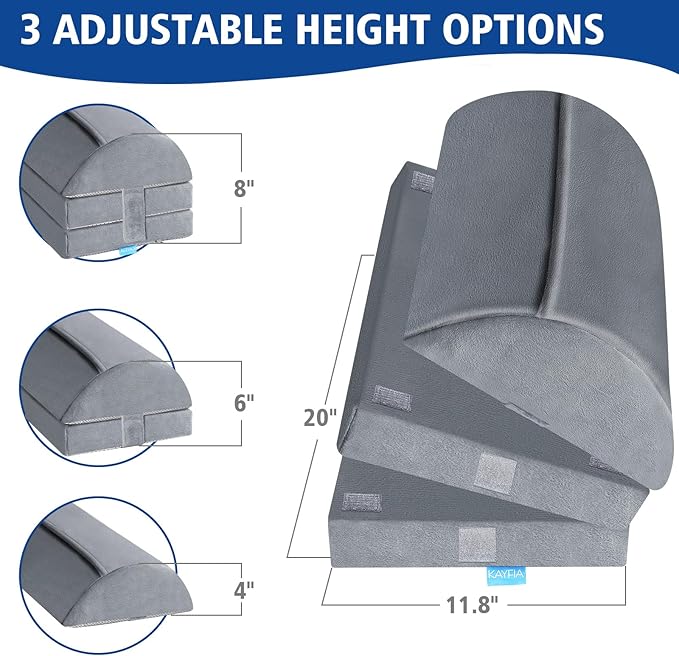 KAYFIA Foot Rest for Under Desk at Work XXL(20in) with 3 Adjustable Heights,Foot Stool with Supportive Gel Foam, Warmer Feet Pocket Footrest for Office Gaming Chair, for Leg Support -Gra