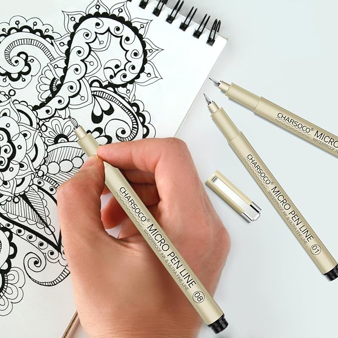 04 Micro Pen, Black Fine Point Pen with Waterproof Archival Ink, 0.4mm Fineliner Ink Pens for Artist Illustration, Sketching, Anime, Manga, Technical Drawing and Scrapbooking