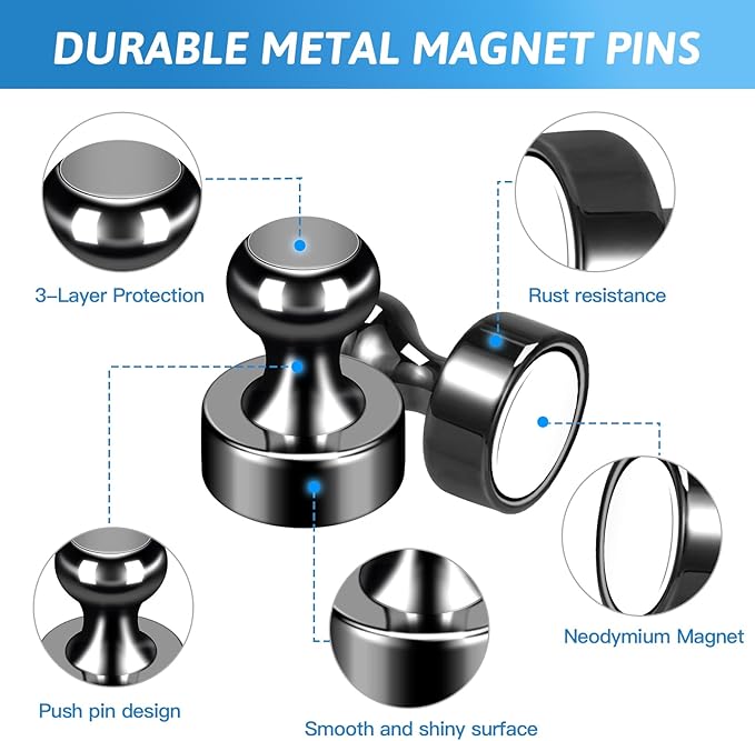 10Pack Fridge Magnet Adults Refrigerator Magnets Strong Metal Whiteboard Magnets Small Round Magnets Set for Fridge Whiteboard Locker Dry Erase Board in Kitchen Office Home Black