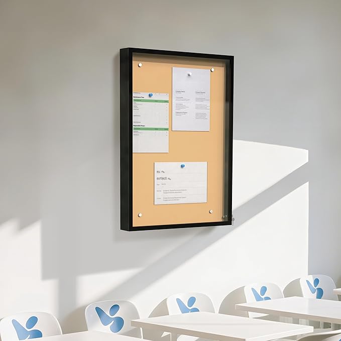 36 x 24 in Waterproof Outdoor Bulletin Board Lockable Wall-Mounted with Cork Backing, Ideal for Schools, Offices, and Restaurants