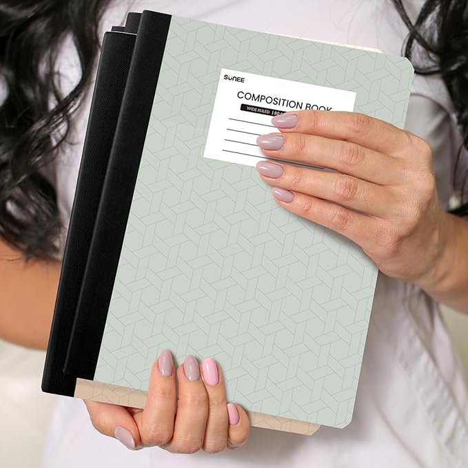 SUNEE Composition Notebooks - Wide Ruled Paper, 12 Pack Composition Book, 9 3/4" x 7 1/2", 80 Sheets/160 Pages, Assorted Morandi Colors, School & Office Supplies