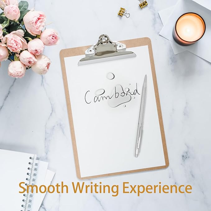 Cambond Ballpoint Pens Fancy Pens - Wedding Guest Book Metal Pen Uniform Christmas Gift Sliver Pen Black Ink 1.0mm Medium Point, 3 Pens with 3 Refills (Silver)