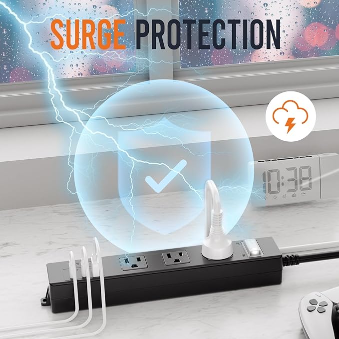 USB Outdoor Power Strip Weatherproof, Waterproof Surge Protector with 3 Wide Outlet with 3 USB Ports, Shockproof Overload Protection,15FT Extension Cord for Outside Decorations,Christmas Lights,Patio