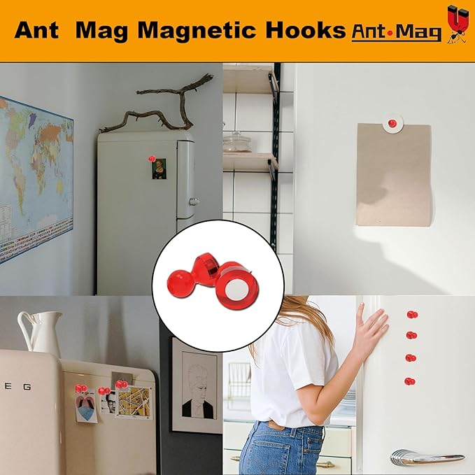 Ant Mag Magnetic Push Pins 48pcs Strong Whtieboard Pins Magnets Perfect Use for Map Fridge Kitchen Home Office Classroom