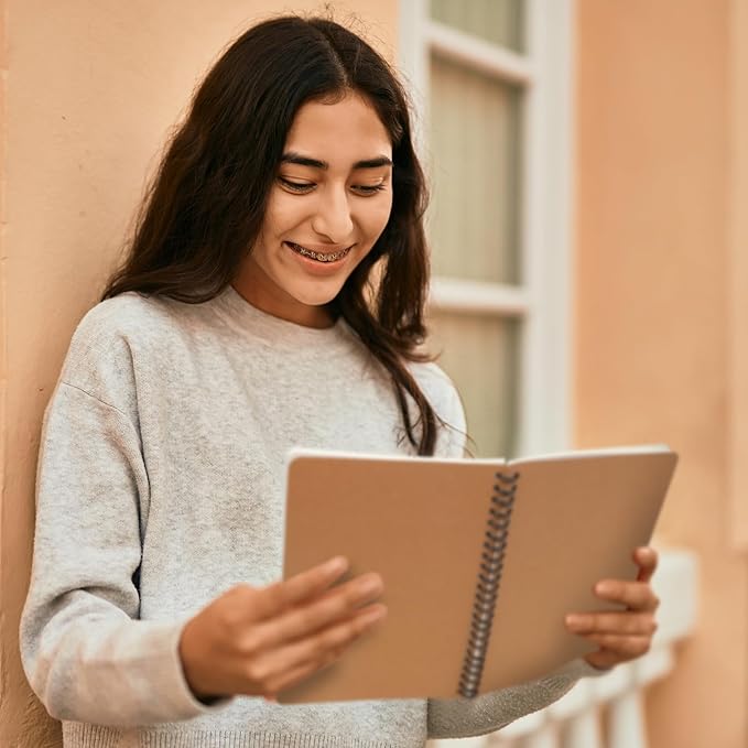 miikoul 60 Packs A5 Spiral Lined Notebooks, Kraft Paper Cover, 8.3"×5.5", 60 Sheets/120 Pages, Ruled Notebooks Bulk, Hardcover Journal Notepad Travel Notebooks for Office and Back to School Supplies