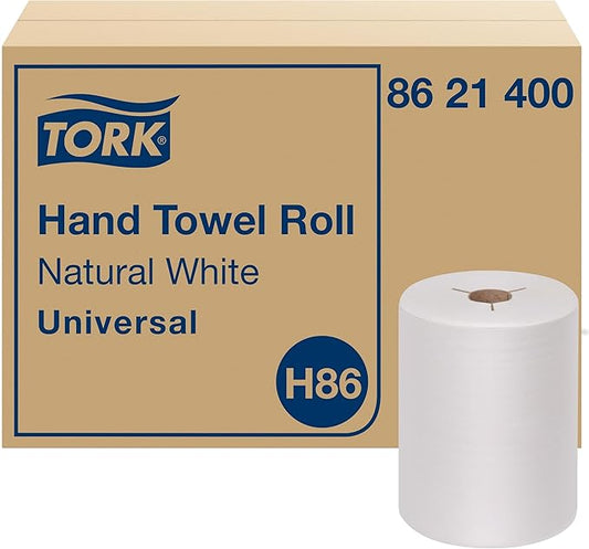 Tork Hand Towel Roll, Natural White, Universal, H86, for Mini Dispensers, 100% Recycled, 1-Ply, 12 Rolls x 425 ft, 8621400