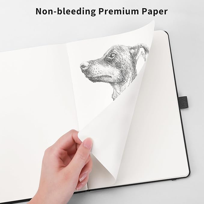 RETTACY Blank Journal Notebook, 192 Pages, A5 Medium Size (5.7'' x 8.3''), Leather Hardcover, 100 GSM Thick Paper, for Sketching, Drawing, Painting (Sage Green)