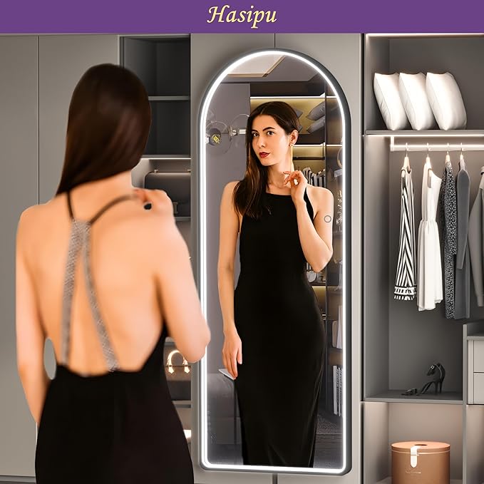 Hasipu 65" x 22" Led Mirror, Full Length Mirror with Lights, Arch Design, Wall Mounted, Modern Style