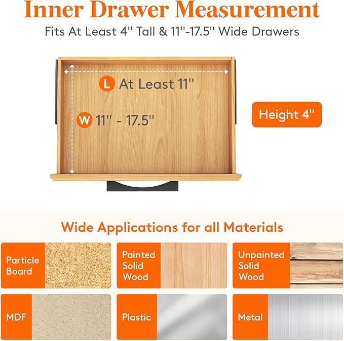 Lifewit 4 Pack Drawer Dividers 4" High,11-17" Adjustable Dresser Drawer Organizers for Clothes, Expandable Dresser Separators in Bedroom/Bathroom/Kitchen/Vanity/Office Organization and Storage, White