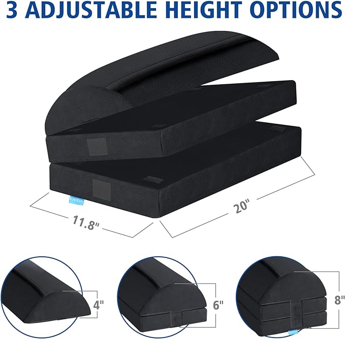 KAYFIA Foot Rest for Under Desk at Work XXL(20in) with 3 Adjustable Heights,Foot Stool with Supportive Gel Foam, Warmer Feet Pocket Footrest for Office Gaming Chair, for Leg Support -Black