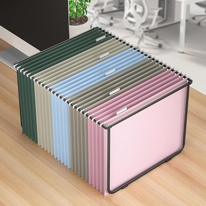 Hanging File Folders Letter Size, 50 Pack File Organizer Folders, 1/5-Cut Tabs With Hanging File Folder Framer, Heavy Duty 2 Inch Expansion, Stay Organized for Your Home and Office Bulk File.