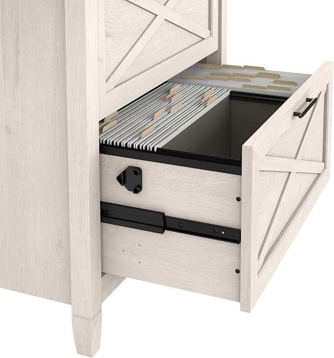 Bush Furniture Key West 2 Drawer Lateral File Cabinet in Linen White Oak | Document Storage for Home Office | Accent Chest with Drawers
