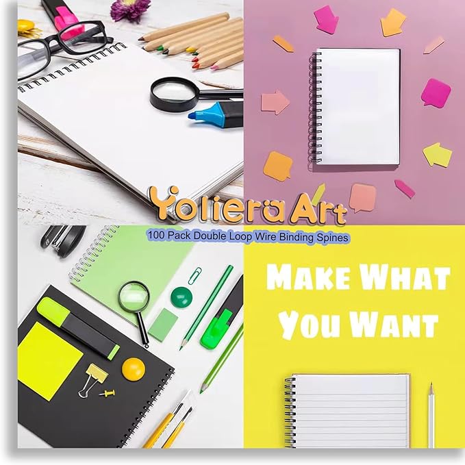 100 Pack Double Loop Wire Binding Spines, 3 to 1 Pitch,1/2 Inch Wire Cinch Book Binding Fit for School Office Notebook Maker, YolieraArt Metal Spiral for Bindings, (100 Sheet Capacity, Red)