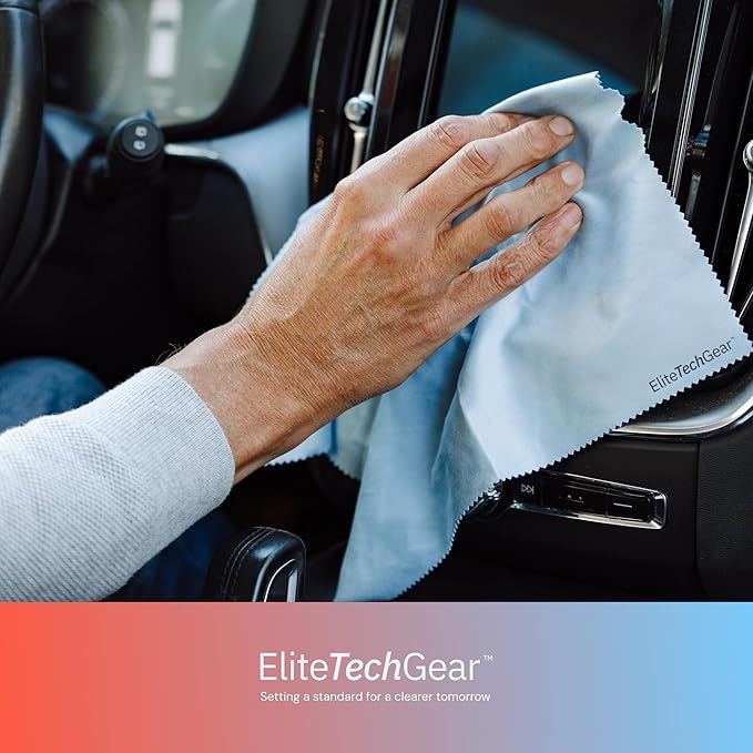 Elite Tech 13-Pack Microfiber Cloth Set - Washable Oversized Cleaner for Eyeglasses, Electronics, Screens & Lenses, Dual Sizes 6"x7" & 12" x12 - Microfiber Cleaning Cloth