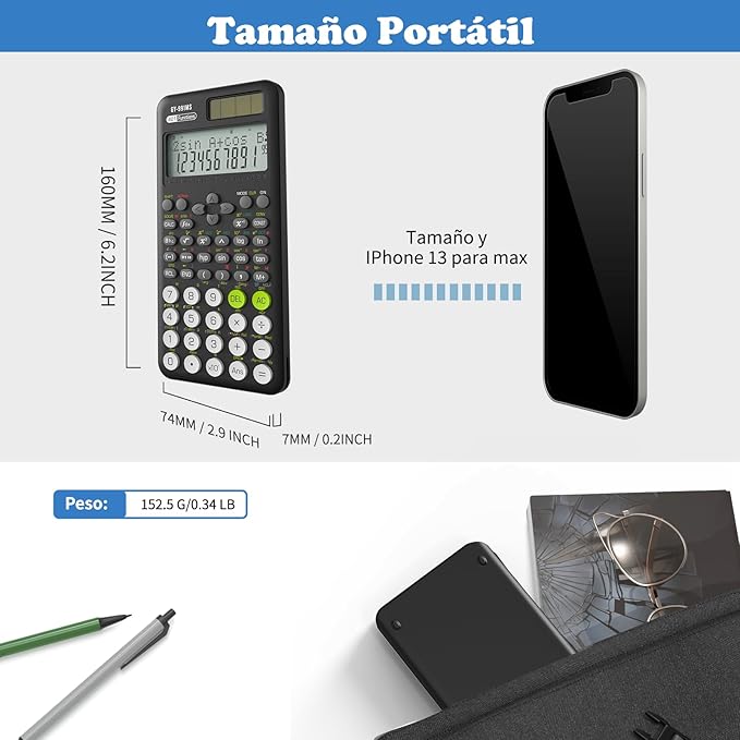 Scientific Calculator for Students, 991 MS Science Calculator for Middle and High School Supplies Calculator with Cover (Black)