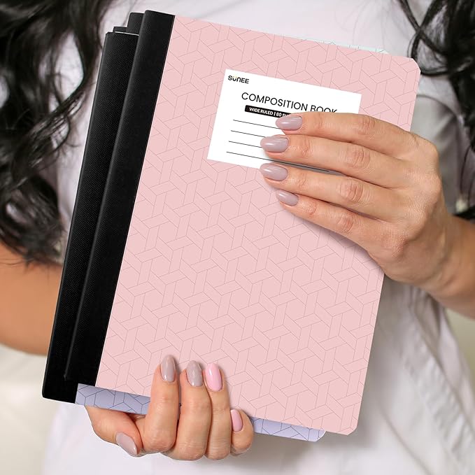 SUNEE Composition Notebooks - Wide Ruled Paper, 12 Pack Composition Book, 9 3/4" x 7 1/2", 80 Sheets/160 Pages, Assorted Colors, School & Office Supplies