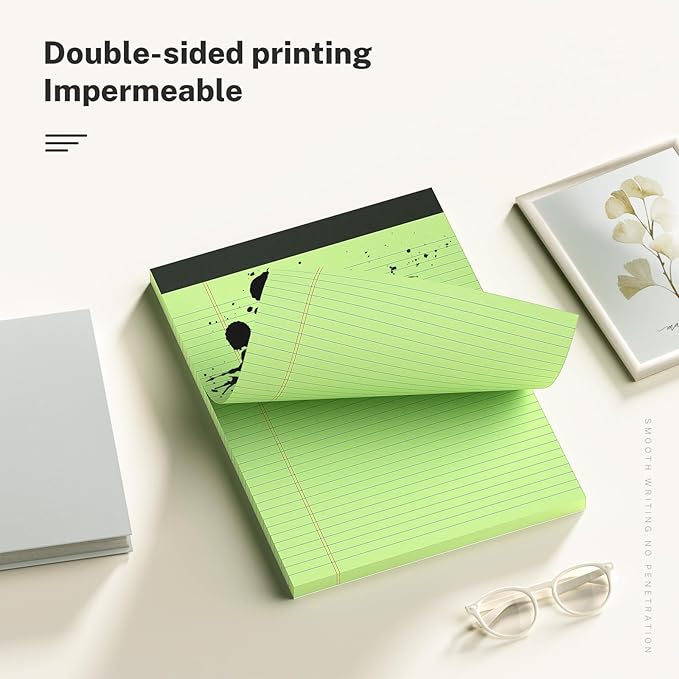 5 Pack Colored Legal Pads 8.5 x 11 College Ruled Paper Note Pads Narrow Ruled 50 Sheets per Notepad Perforated Writing Pad Durable Sturdy Back 8x11 Pads of Paper Pink Purple Blue Green Yellow