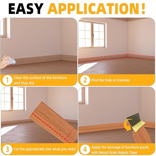 GSCIT Club Wood Grain Repair Tape, 2.4 inch X 50ft Self Adhesive Red Oak Grain Repair Patch for Tables, Chairs, Baseboards, Doors, Windows, Floors, Handicraft DIY.