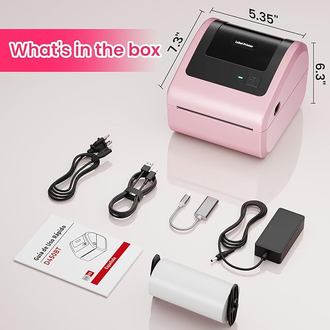 Bluetooth Thermal Label Printer 4x6 - D450BT Shipping Label Printer for Small Business, Shipping Packages, Office, Home, Compatible with Ebay, USPS, Shopify, Amazon