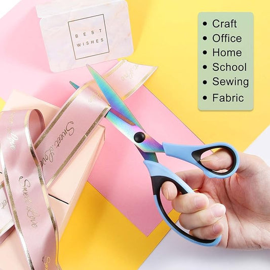 8.5" All-Purpose Scissors, 3-Pack Bulk Ultra Sharp Blade Shears, Comfort-Grip Sturdy Scissors for School, Office, Home, Sewing, Fabric, Craft Supplies, Right/Left Handed