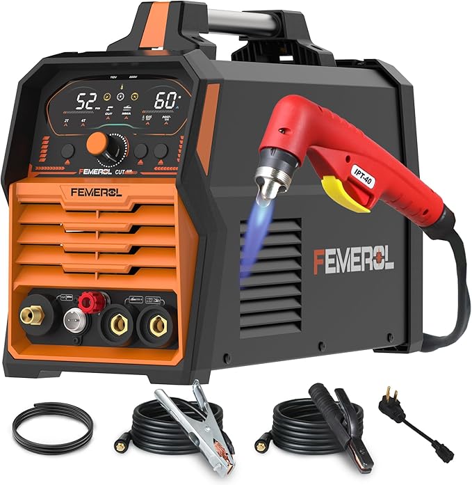 Plasma Cutter, 2 in 1Non-High Frequency 60A Plasma Cutter/ 200A Stick Welder Large Digital Display Non-Touch Pilot Arc, 110/220V Dual Voltage Plasma Cutting Machine