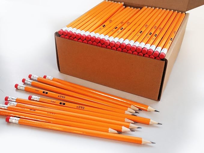 S & E TEACHER'S EDITION Woodcased #2 Pencils, Pre-sharpened, HB Lead Bulk Box, Pencils No. 2, Yellow, Back to school, 1000 Count