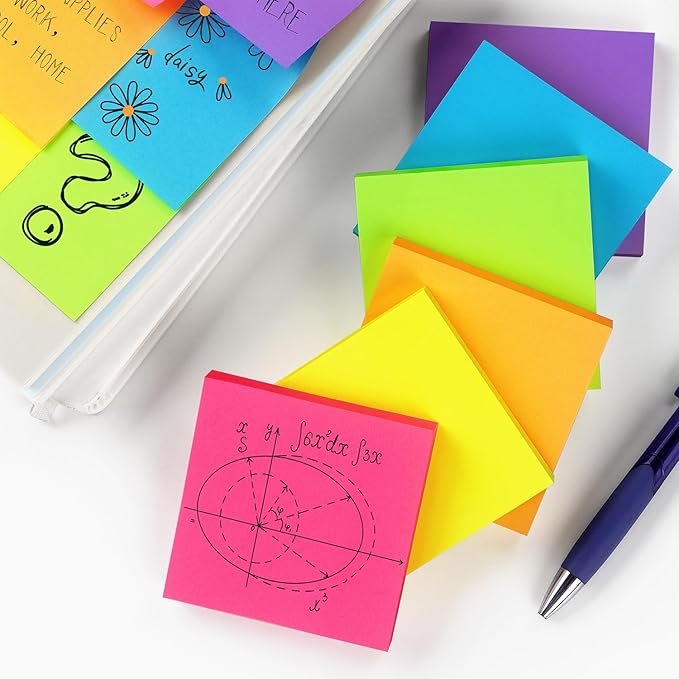 Pop Up Sticky Notes 3x3 inch Bright Colors Self-Stick Pads 24 Pads/Pack 70 Sheets/Pad Total 1680 Sheets