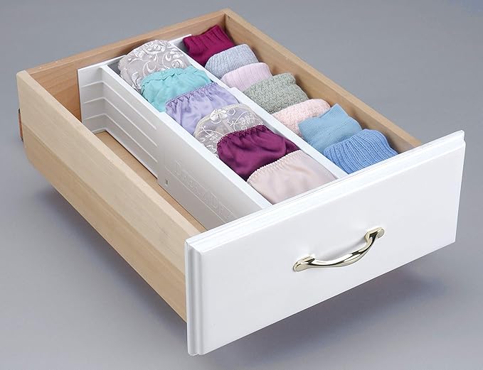 Dial Industries Adjustable Dresser Drawer Clothes Organizer Dividers, Set of 2, 4.5" Deep