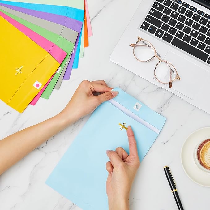 Geyee 50 Pcs 6 x 9 Inch Mixed Colors Manilla Clasp Envelopes Letter Size Mailing Envelopes with Clasp Closure for Filing Storing Documents Office Home Business School