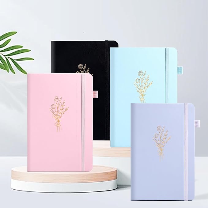 Lined Journal Notebook for Women Cute Leather Journals for Writing Aesthetic Floral Diary 192 Pages A5 Hardcover Journaling Notebooks with Pen Loop, 5.7 x 8.3 In, Pink